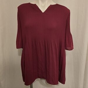 J. Jill Burgundy V-Neck Blouse